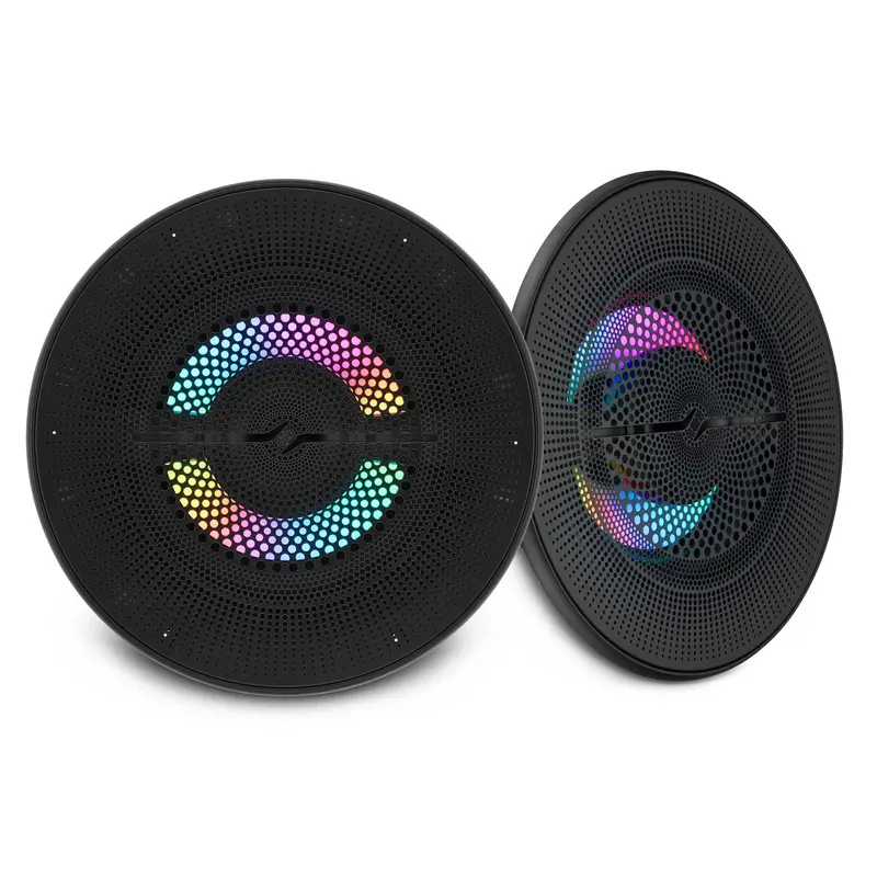 Luxury 6.5” 2-Way Marine Coaxial Speaker With Digital Led Lights And Flush Magnetic Mount Grille | 150W Rms 4-Ohm 1
