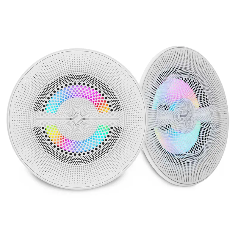 Luxury 6.5” 2-Way Marine Coaxial Speaker With Digital Led Lights And Flush Magnetic Mount Grille | 150W Rms 4-Ohm 1