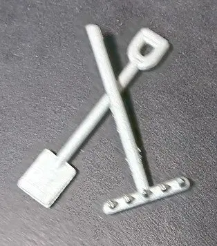 Miniature Vintage Toy Rake And Shovel. 1-1/2" 1