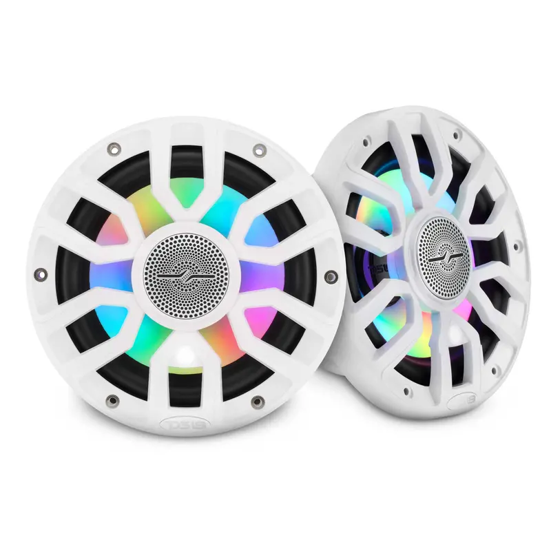 Nxl 7.7” 2-Way Coaxial Marine Speaker With Bullet Tweeter, Digital Led Lights & White Deck Led | 175W Rms 4-Ohm 1