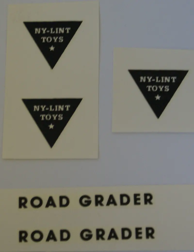 Nylint Road Grader Water Slide Decal Set 1