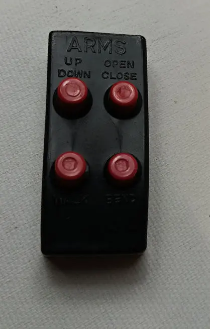 Original Part Of Vintage Toy  Remote Control Box Marked Arms And 4 Buttons. No Backing 1