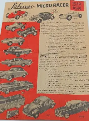 Original Schuco Micro Racer Insert Sheet Pamphlet Red. 1
