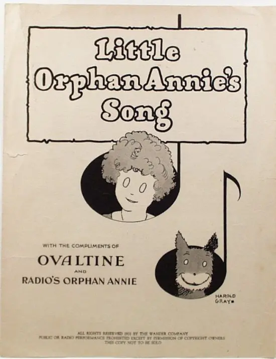 Ovaltine Premium Little Orphan Annie's Song Sheet Music 1