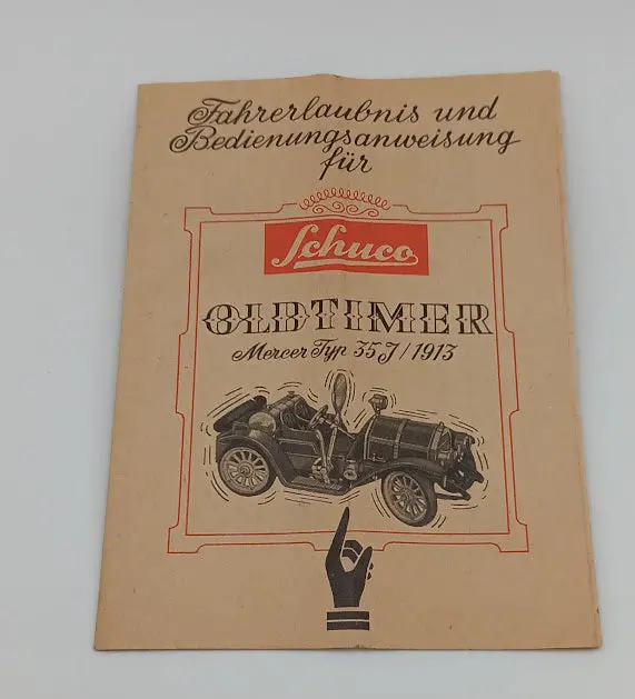 Schuco Vintage Toy Old Timer Catalog Paper Insert For Mercer 1913 Car 1
