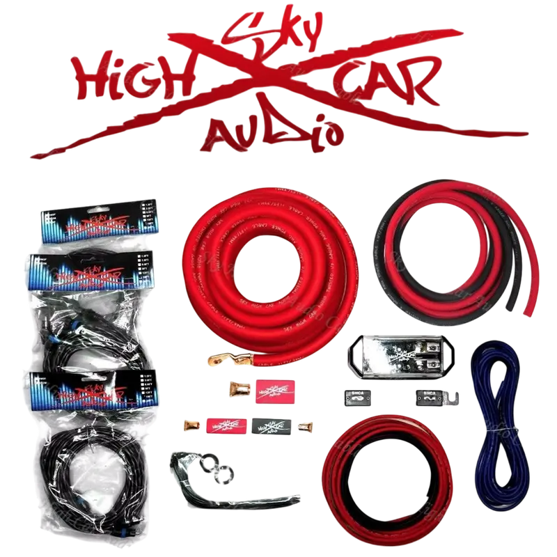 Sky High Car Audio 100% Copper Ofc 0G Dual Amp Kit - Single 1/0 To Dual 4 Gauge Ofc 1