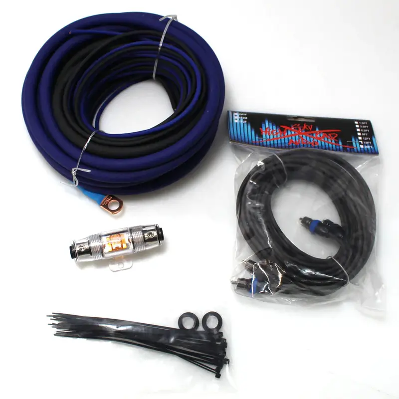 Sky High Car Audio 100% Copper Ofc Amplifier Installation Kit 4Ga Blue Power Black Ground 1