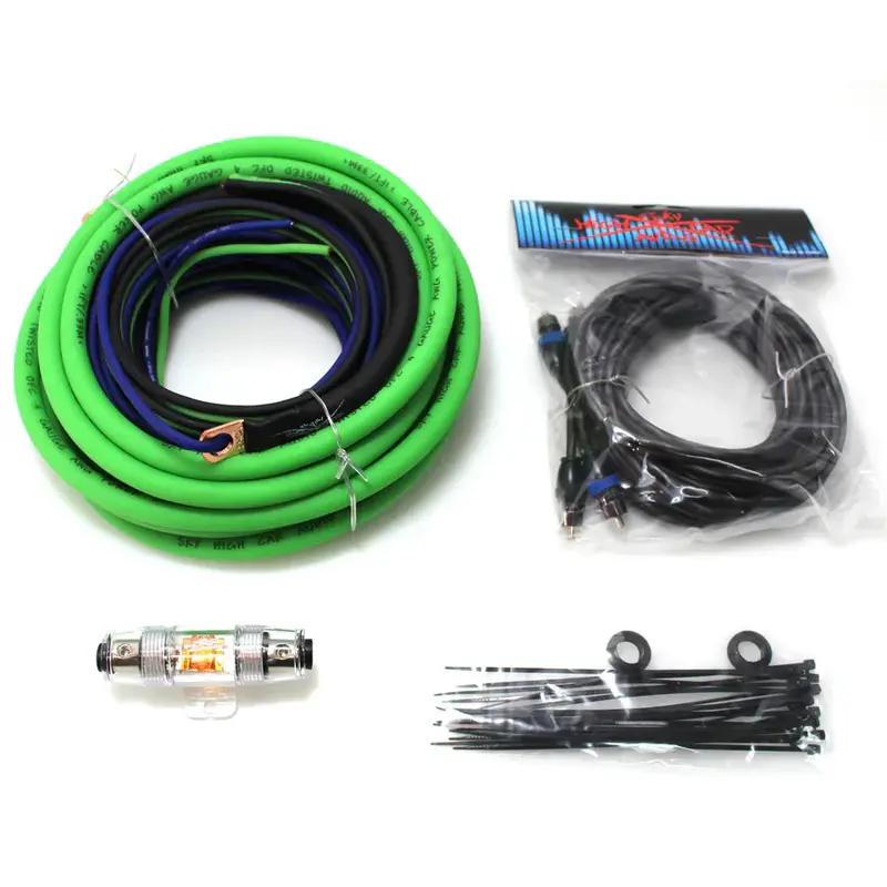 Sky High Car Audio 100% Copper Ofc Amplifier Installation Kit 4Ga Green Power Black Ground 1