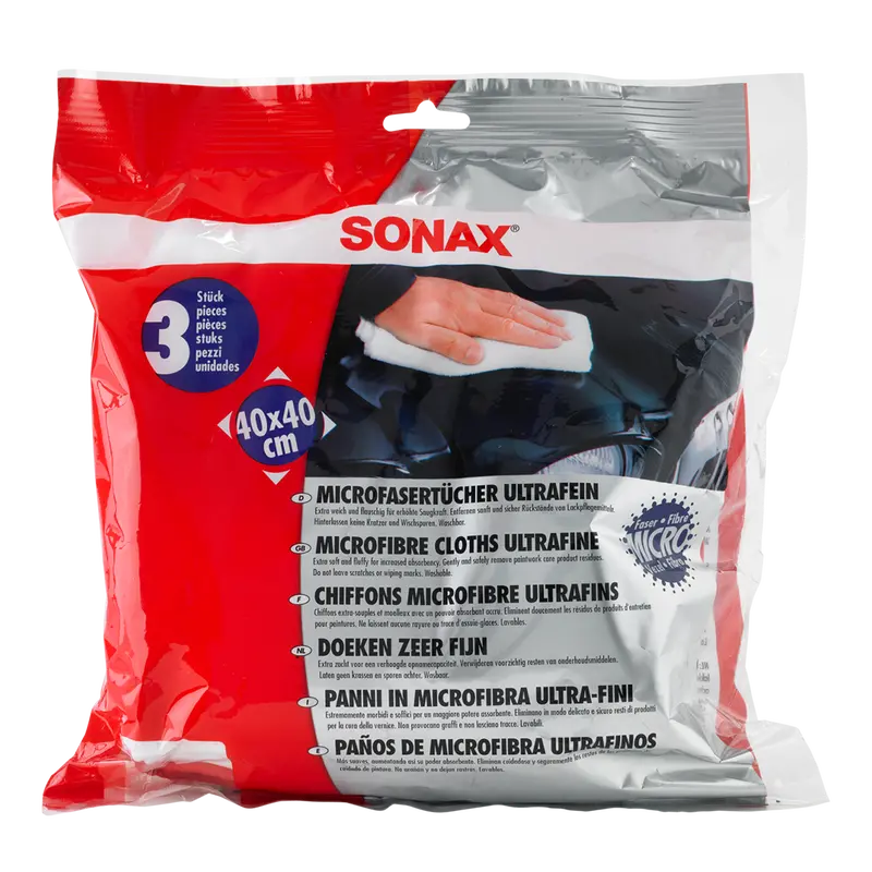 Sonax Microfibre Towel Ultrafine (3 Pack, Tri-Colour) 1