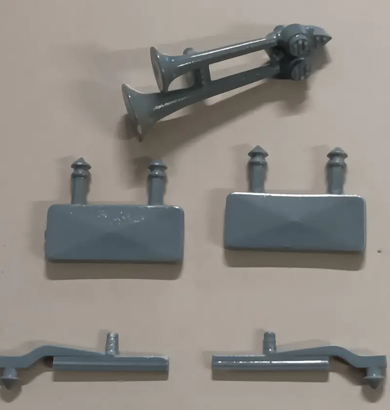 Structo Truck Plastic, Mirror, Wipers And Horn Set X 5 Piece Gray 1