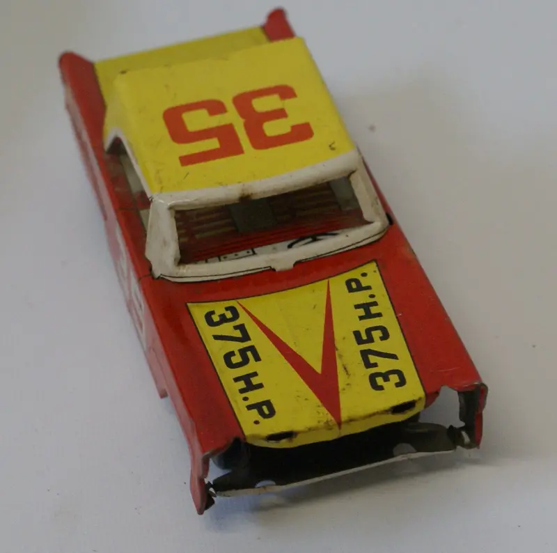 Tinplate Small 'Challenger' Car Missing Front Grill.  6" 1