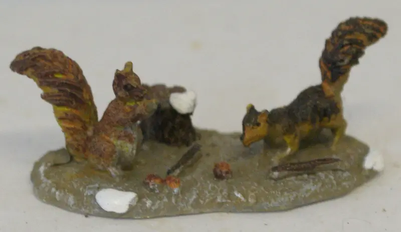 Train Figural Animal Diorama Minature Squirrels. 2" X 1" 1