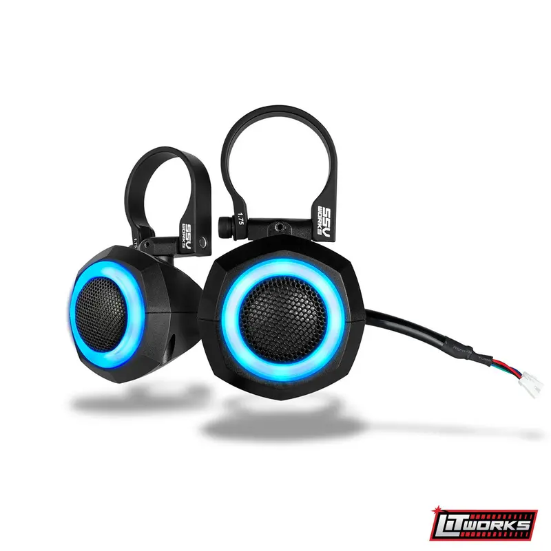 Universal 1" Cage-Pod Tweeters W/Rgb Ring For Utv Audio Systems 1