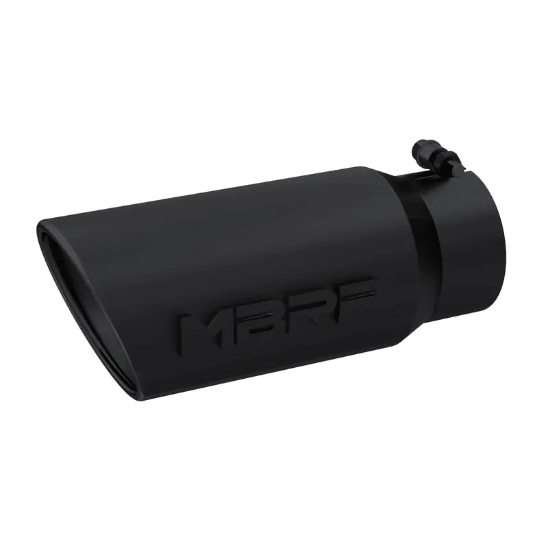 Universal Angled Rolled End Exhaust Tip Black Finish 4" - 5" X 12" (T5051blk) 1