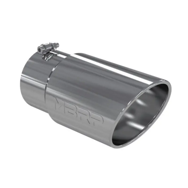 Universal Exhaust Tip 5" X 6" X 12" Angled Rolled End Polished Stainless (T5075) 1