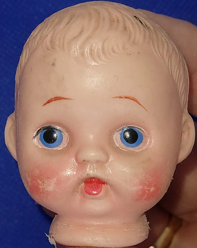 Vintage Plastic Doll Head 2" X 1.5"  Original Condition. Sold For Parts Only. 1