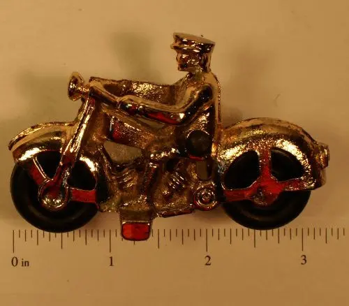 Vintage Toy Cast Motorcycle : Gold Plated.  3" With Rubber Wheels. 1