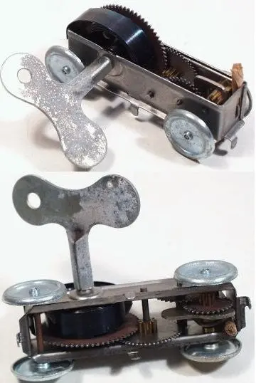 Vintage Toy Mechanical Car Motor With Wheels.  Runs For Nearly 2 Minutes! 2-3/4" 1