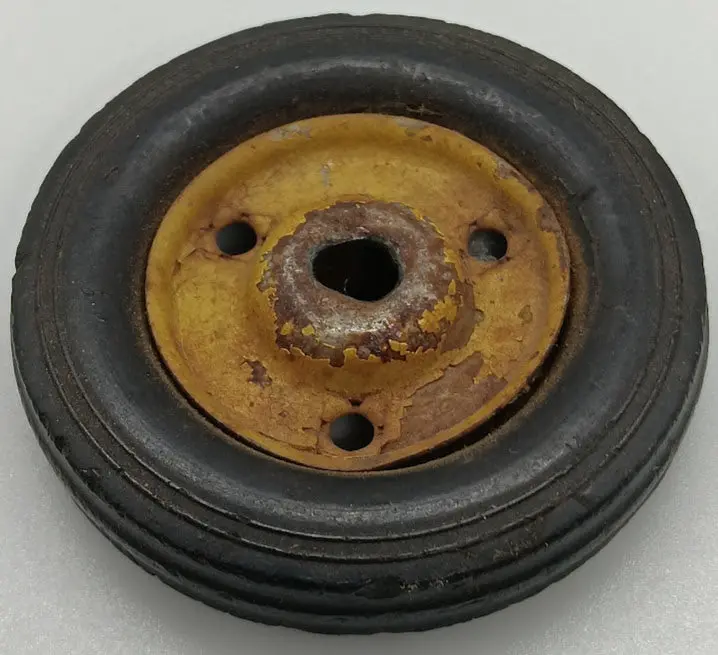 Vintage Toy Original Tin Wheel. 2-2/8 X 3/8" Red/Black 1