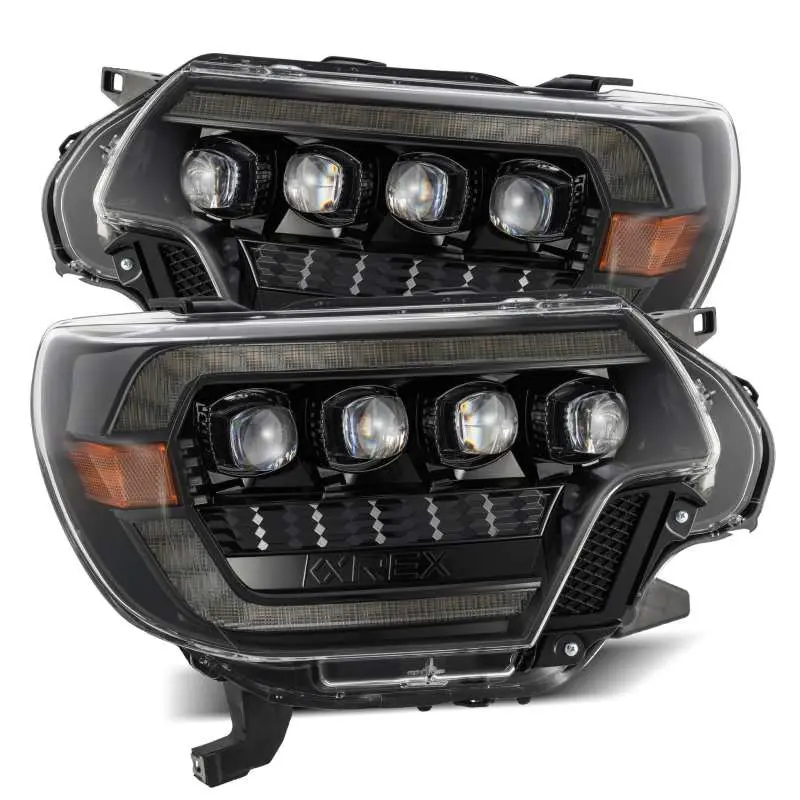 Alpharex Nova Led Projector Headlights For 2012–2015 Toyota Tacoma – Black Plank Design With Adaptive Lighting, Sequential Turn Signals & Drls 1