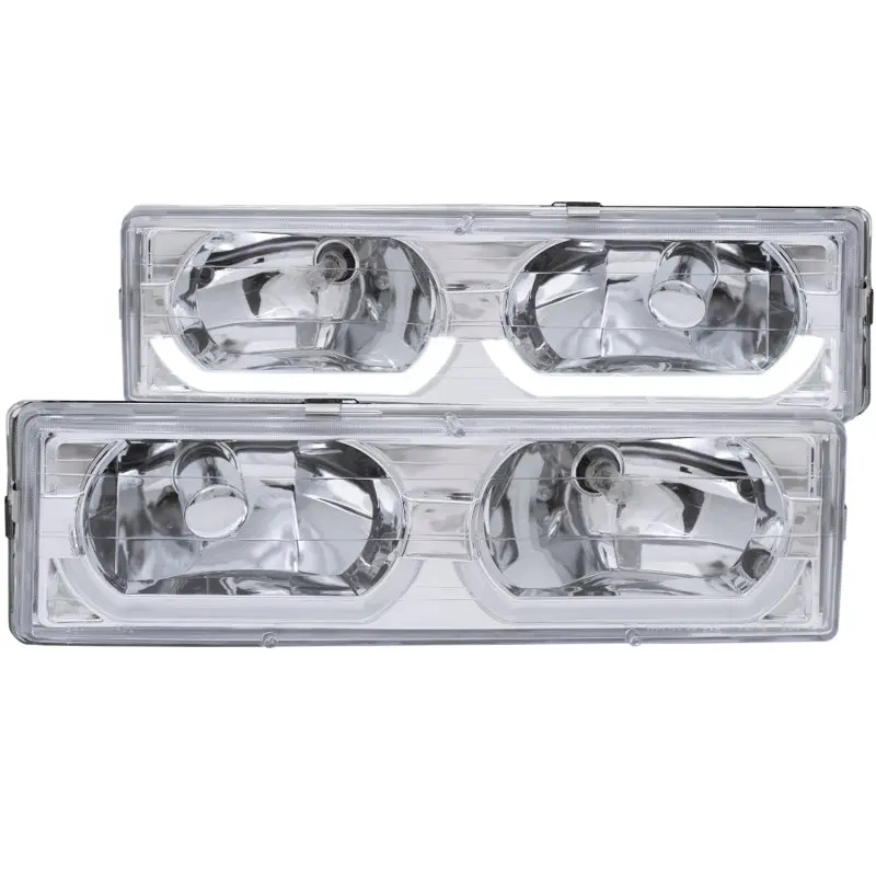 Anzo Crystal Clear Headlight Assembly – Chrome Housing With Low-Brow Accent, Fits 1988–1998 Chevrolet C1500 1