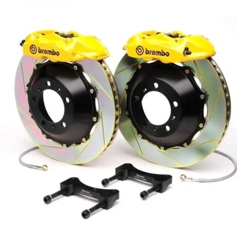 Brembo Gt Big Brake Kit For 2005–2006 Ford Mustang Gt – Front, 6-Piston Calipers, 390X35Mm Slotted 2-Piece Rotors, Fluorescent Yellow Finish 1