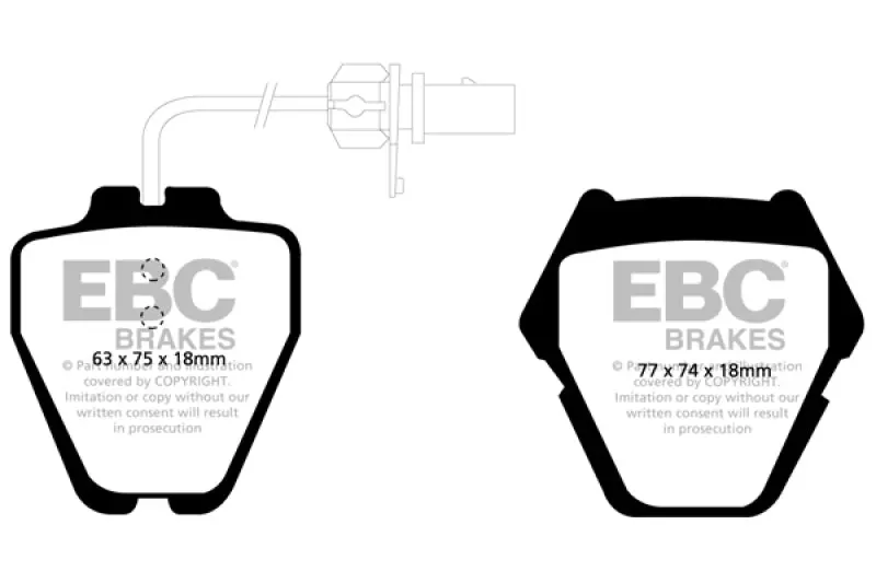 Ebc Yellowstuff High-Performance Front Brake Pads – 8-Pad Set For 1999–2001 Audi A6 Quattro 2.7L Twin Turbo Sedan 1