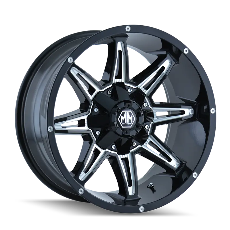 Mayhem Rampage Forged Wheel – 20X9", 8X180Mm Bolt Pattern, Zero Offset, 124.1Mm Hub-Centric, Matte Black W/ Milled Spokes 1