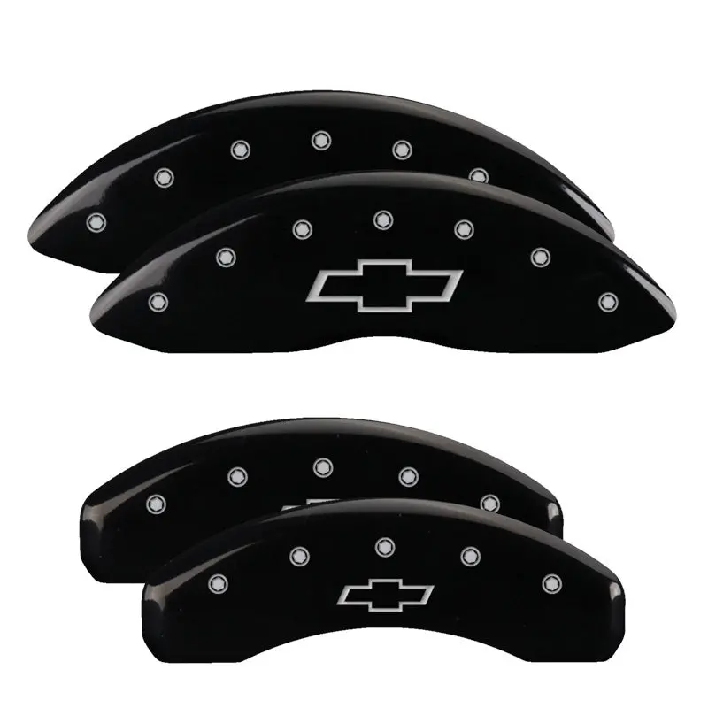 Mgp Engraved Bowtie Caliper Covers – Front & Rear, Black Base With Silver Accent, Fits 2016 Chevrolet Ss 1