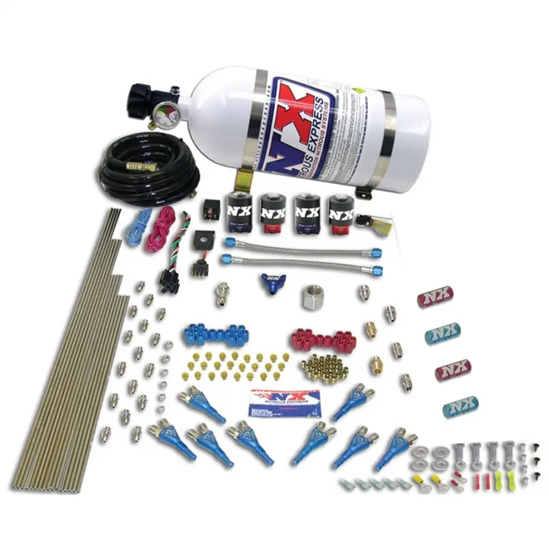 Nitrous Express Street Shark Nitrous System – 4-Solenoid Gas Kit (100–150–250 Hp Stages) With 15Lb Bottle 1