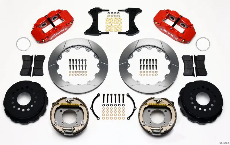 Wilwood Superlite 4R Rear Parking Brake Kit – 12.88" Rotors, Red Finish, Compatible With Chevy 12-Bolt Axles Featuring C-Clips 1